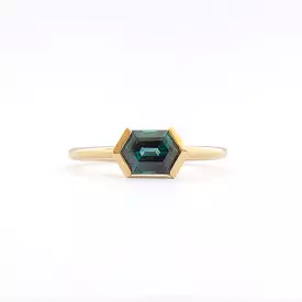 1.28 ct Hexagon Sapphire Half-Bezel Solitaire