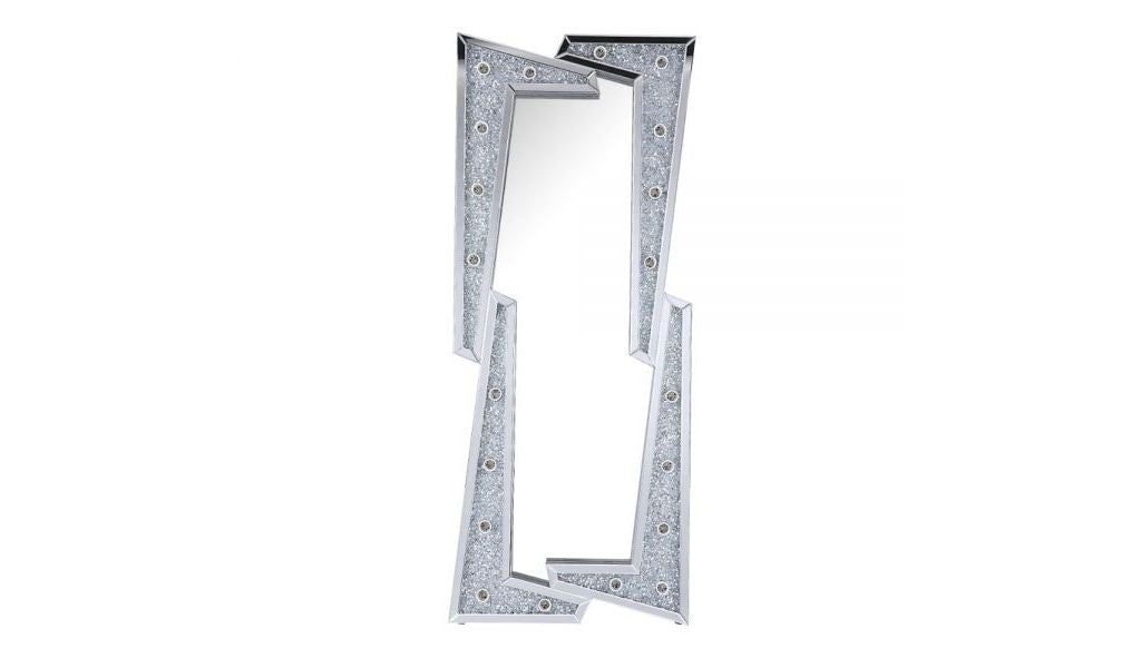 63 Mirrored & Faux Diamonds Lighted Irregular Accent Mirror