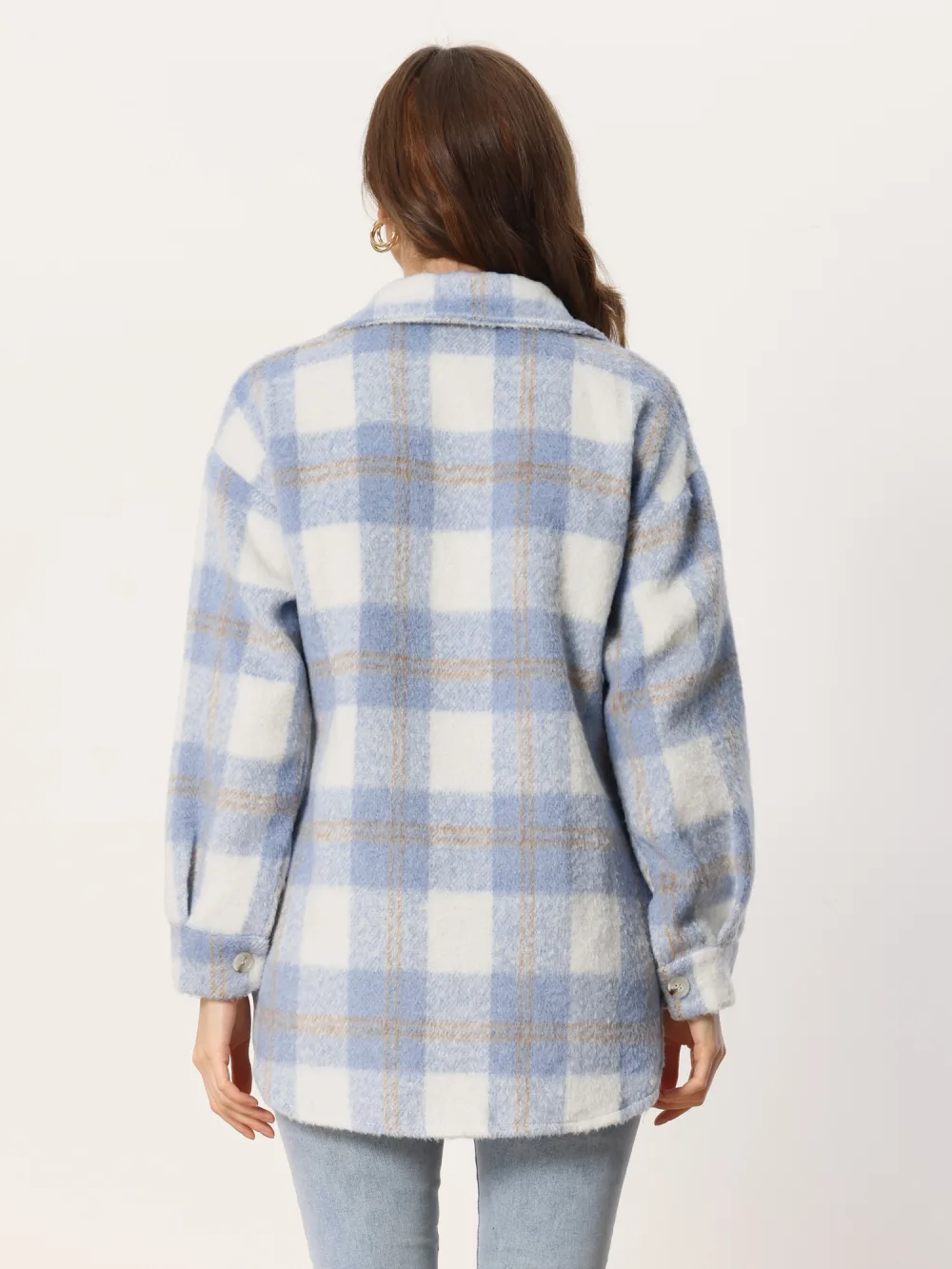 Allegra K- Plaid Shacket Flannel Coats