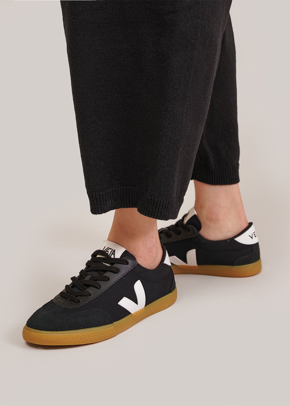 Black White Natural Volley Canvas Sneakers