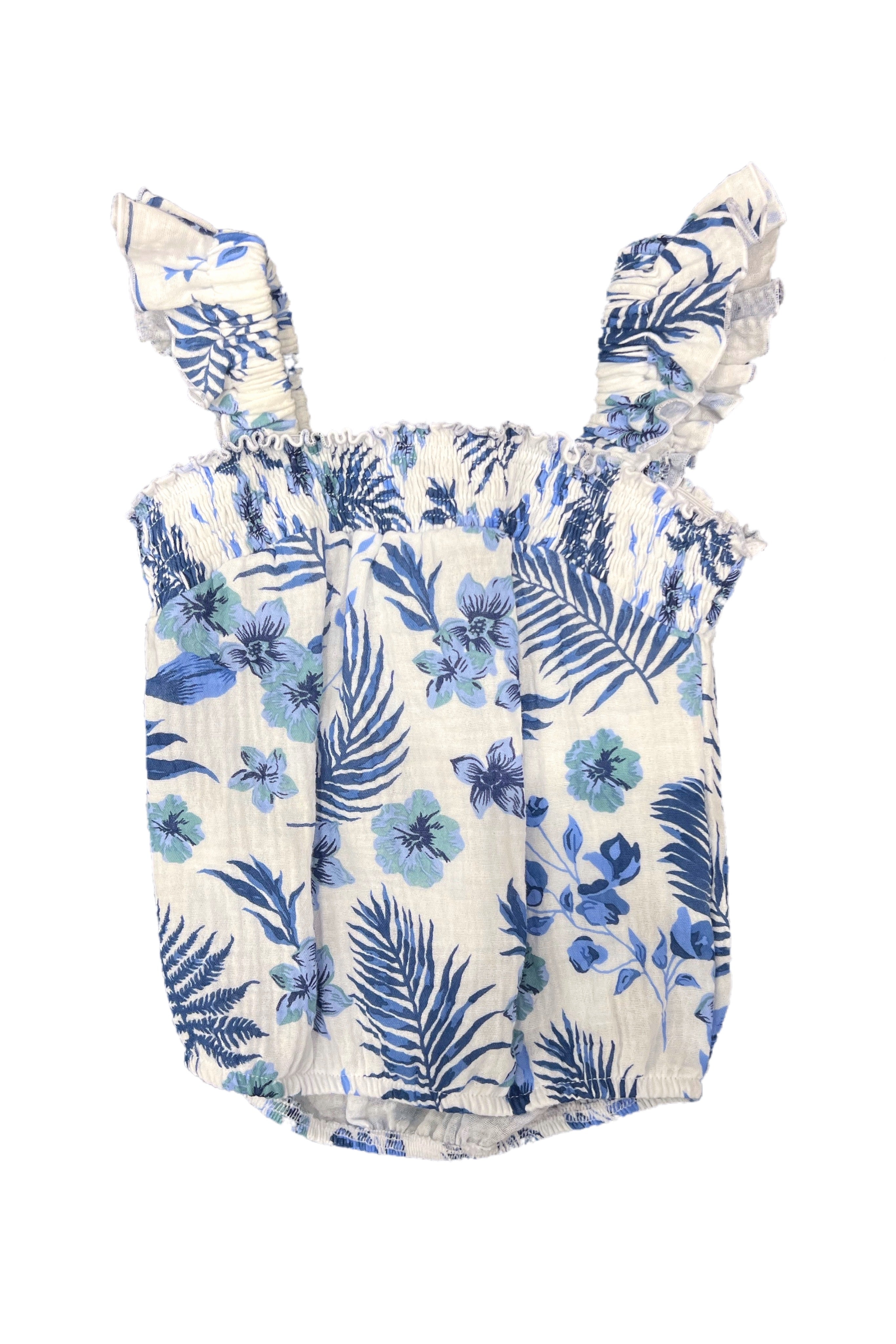 Blue Hawaiian Gauze Banded Top