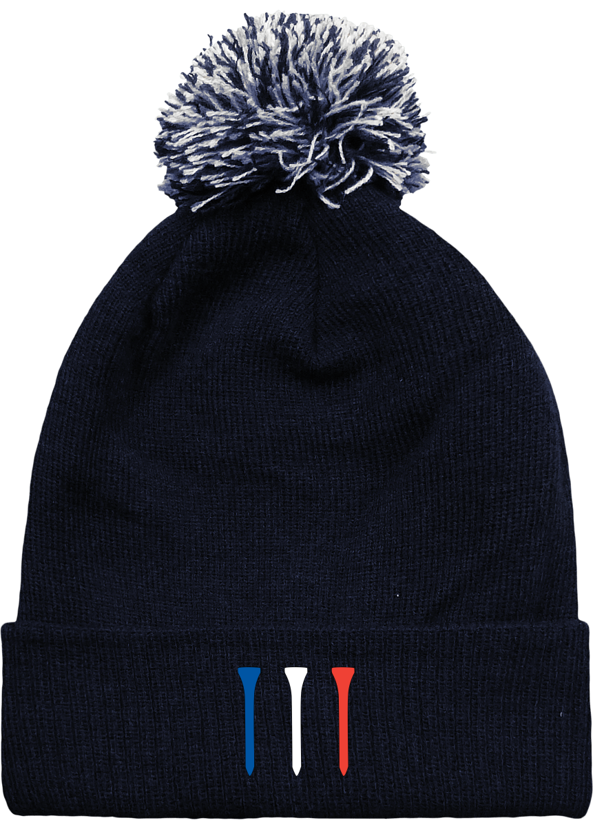 Bonnet TEES BLEU BLANC ROUGE à pompon