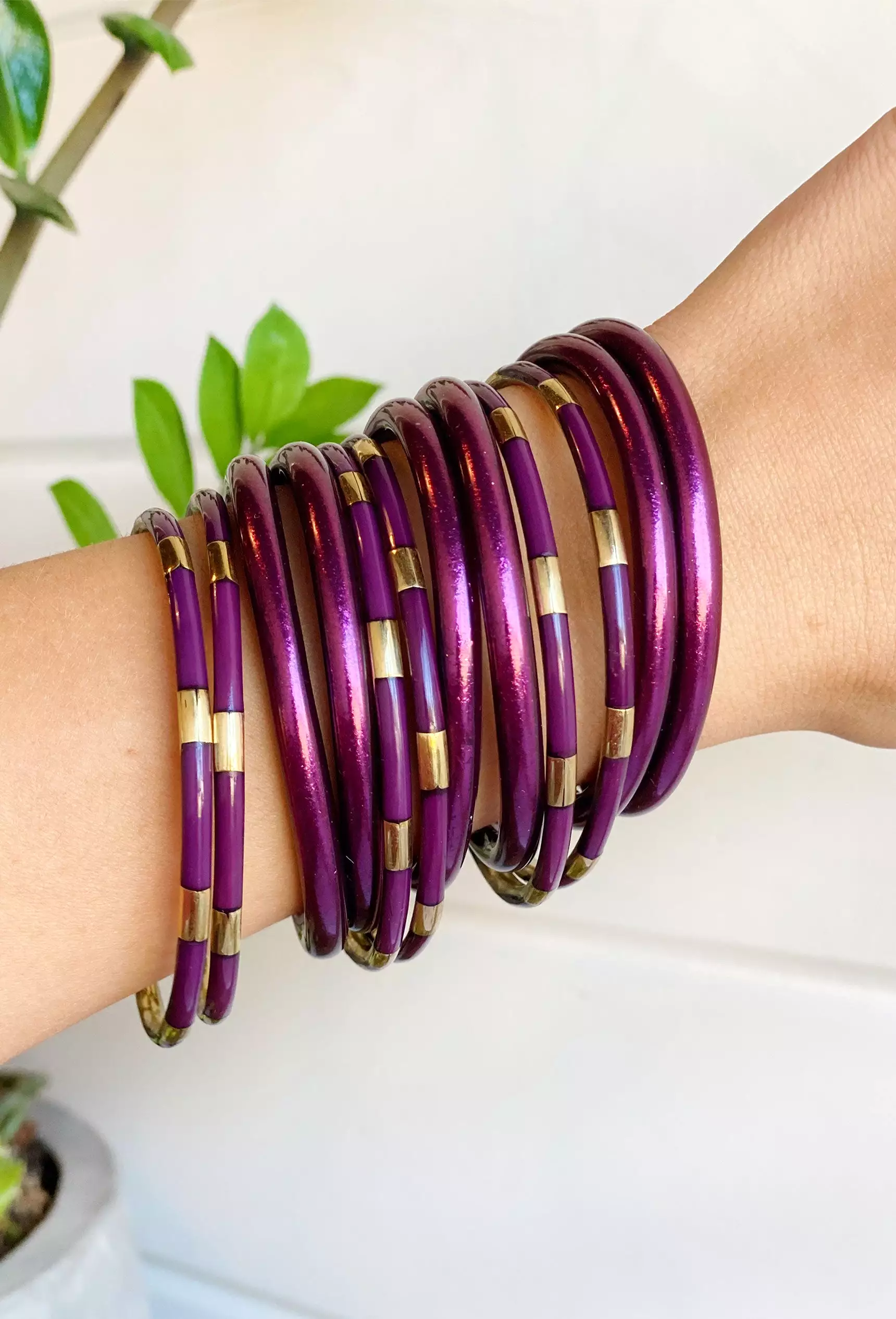 BUDHAGIRL Veda Bracelet Set in Amethyst