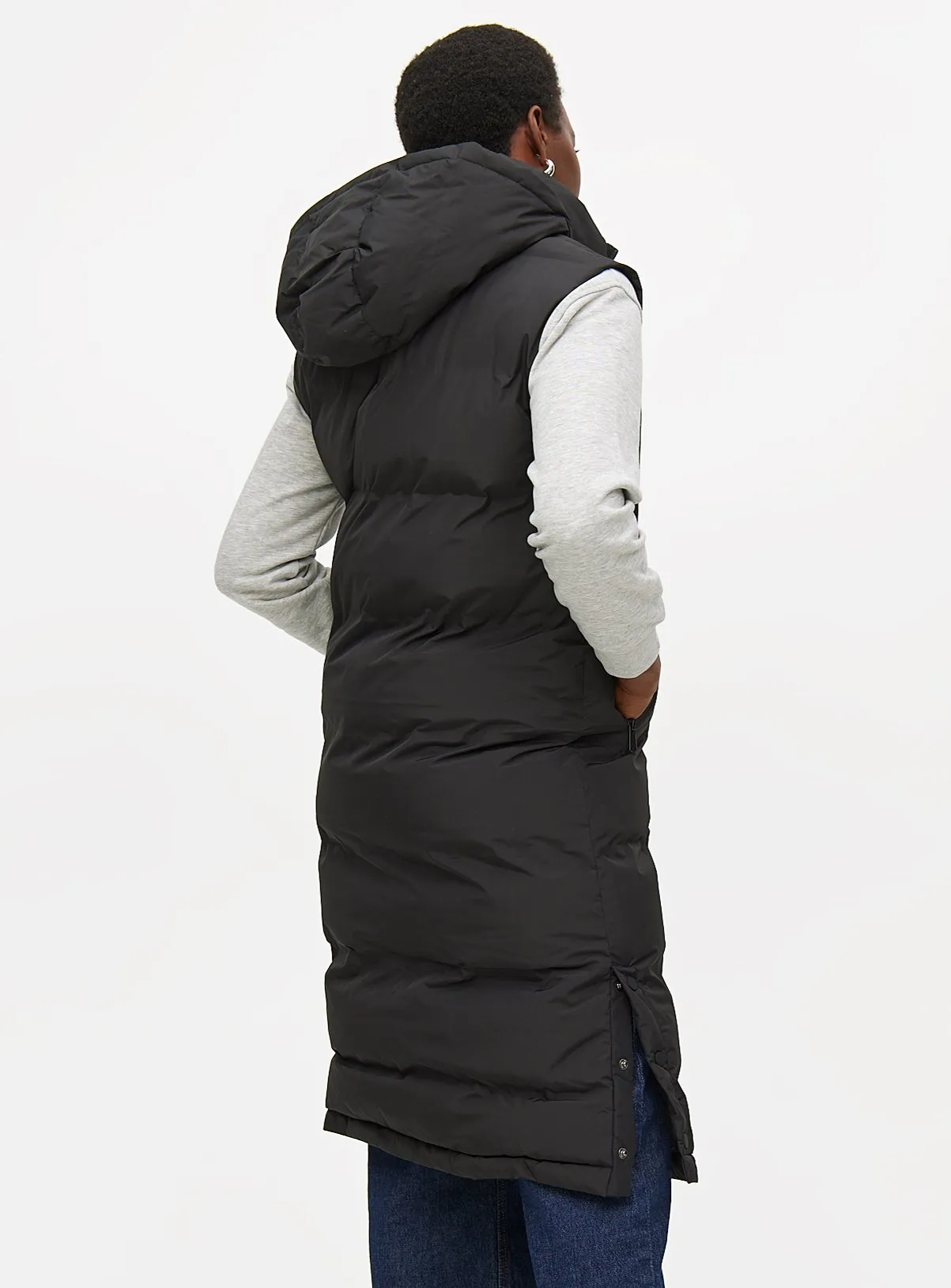 Buy Black Padded Longline Hooded Gilet XL | Coats | Tu