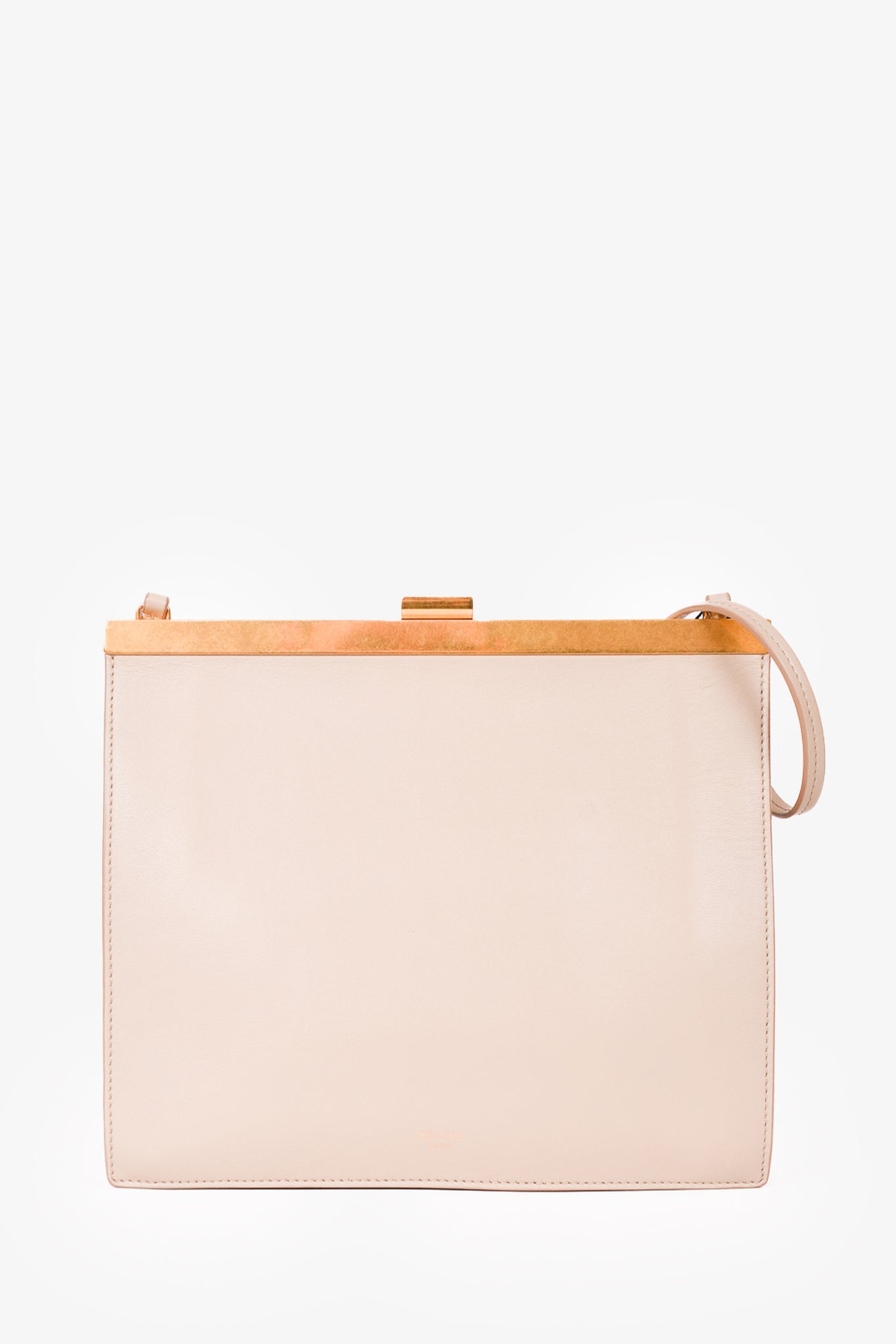 Celine 2018 Beige Leather Mini Clasp Crossbody