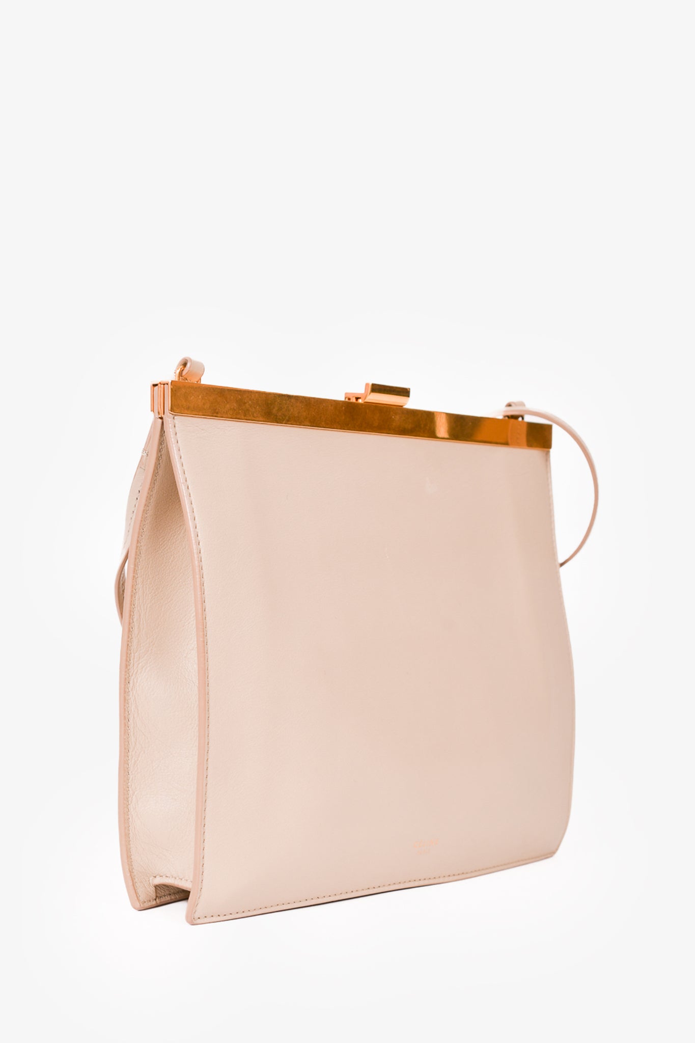 Celine 2018 Beige Leather Mini Clasp Crossbody