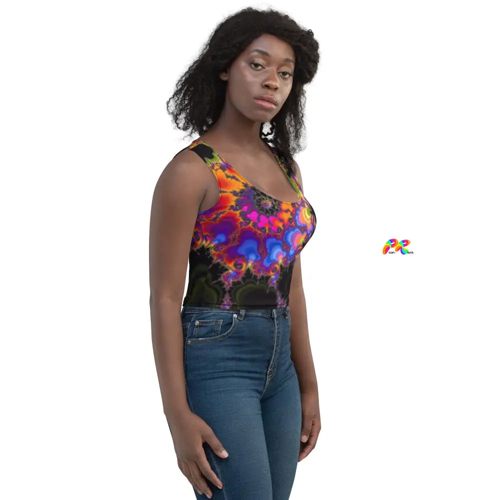 Colorful Fractal Sleeveless Crop Top