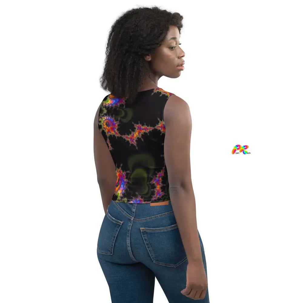 Colorful Fractal Sleeveless Crop Top