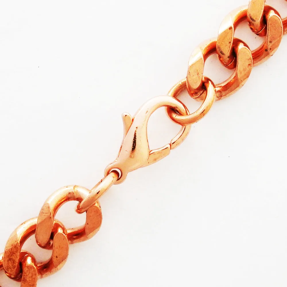 Copper Necklace Chain Set For Men Heavy Duty 18 Curb Chain Necklace And Matching Bracelet SET7918