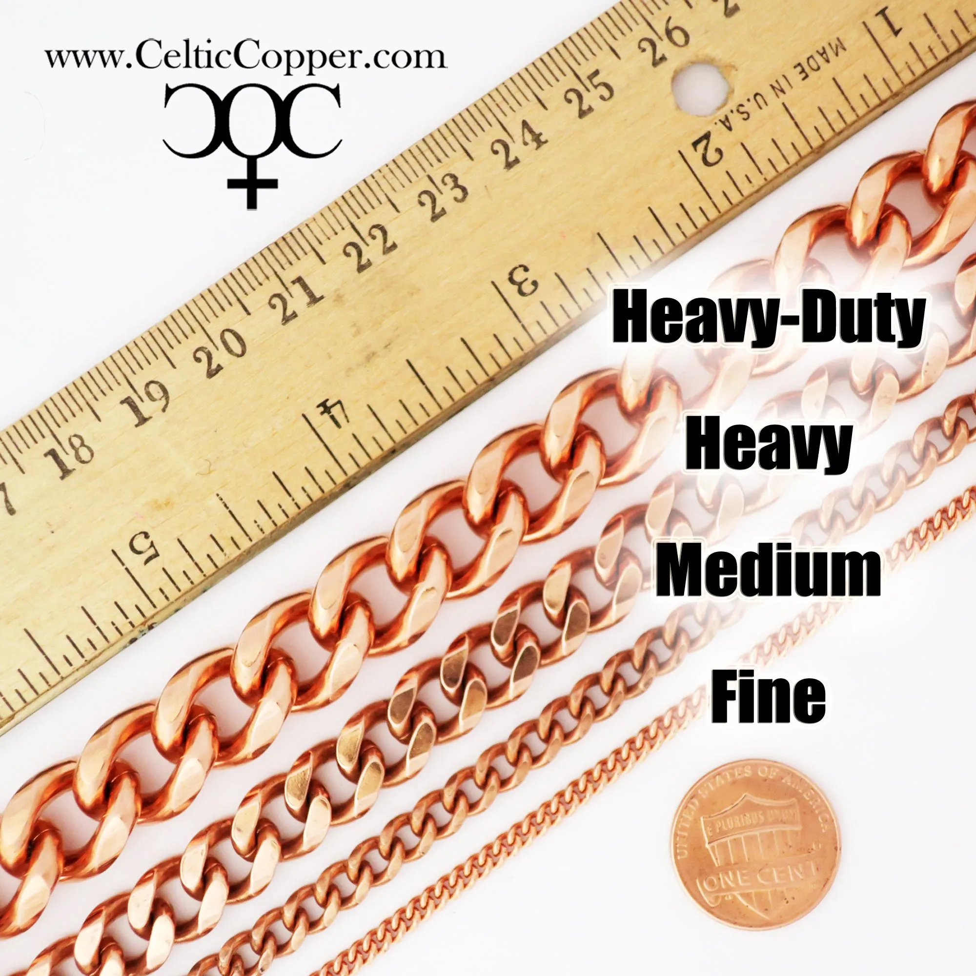 Copper Necklace Chain Set For Men Heavy Duty 18 Curb Chain Necklace And Matching Bracelet SET7918