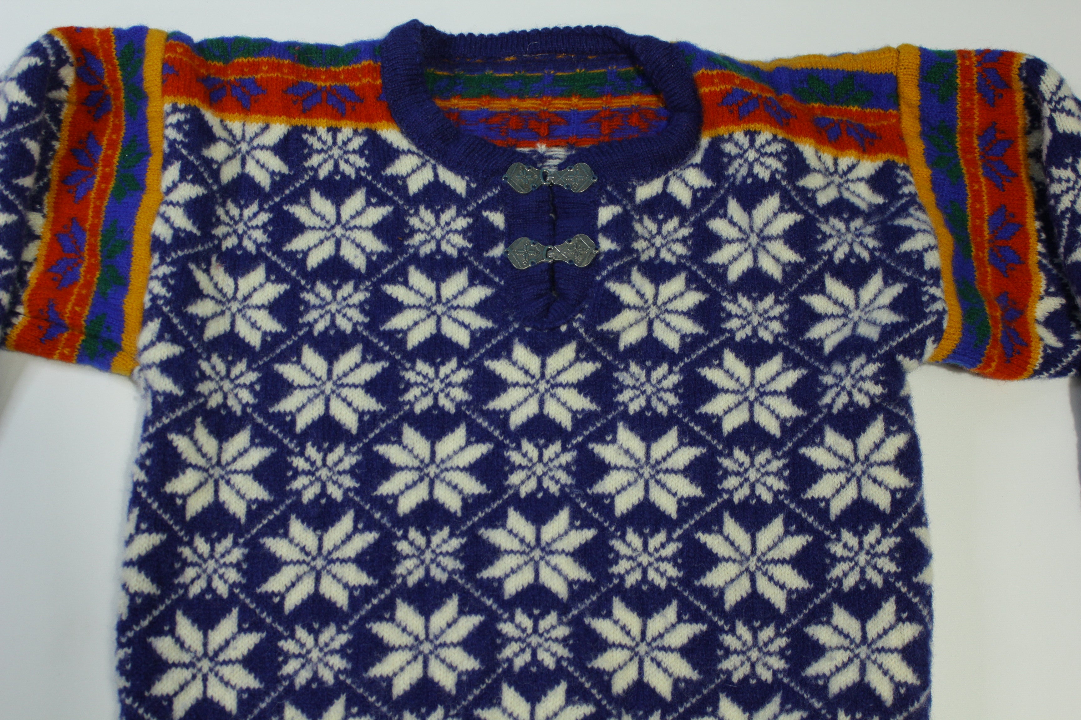 Dale Of Norway 1997 Vintage Trondheim Fair Isle Wool Metal Clasp Sweater