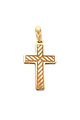 David Yurman 18K Yellow Gold Streamline Cross Pendant w/ Pave Black Diamonds