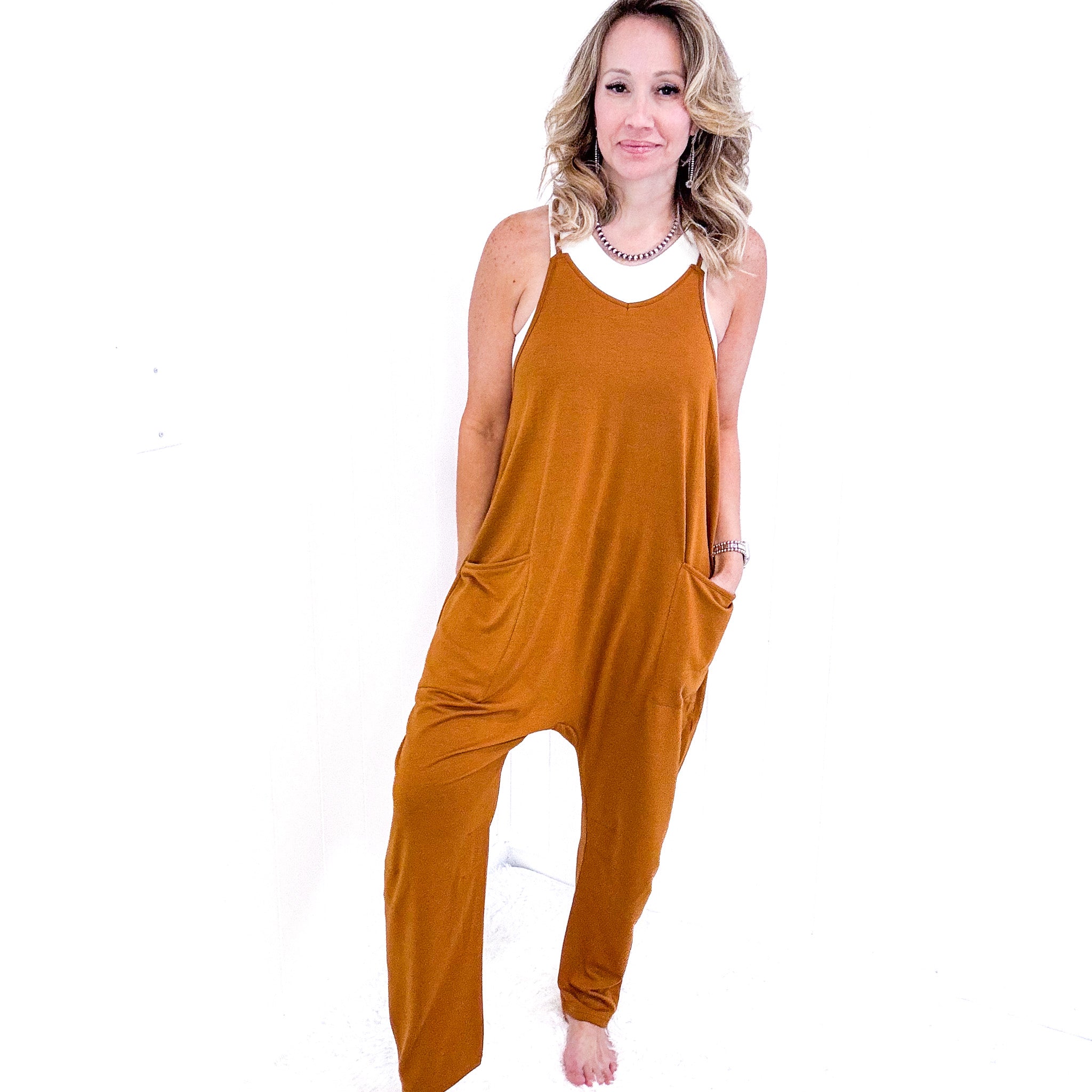 Double Take Full Size Sleeveless V-Neck Pocketed Jumpsuit