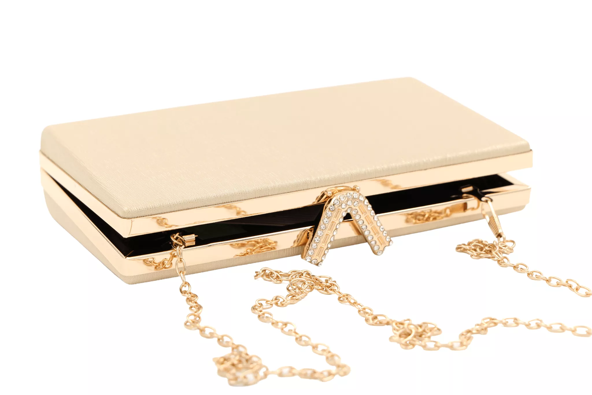 FABUCCI gold rectangle box clutch 