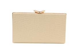 FABUCCI gold rectangle box clutch v clasp