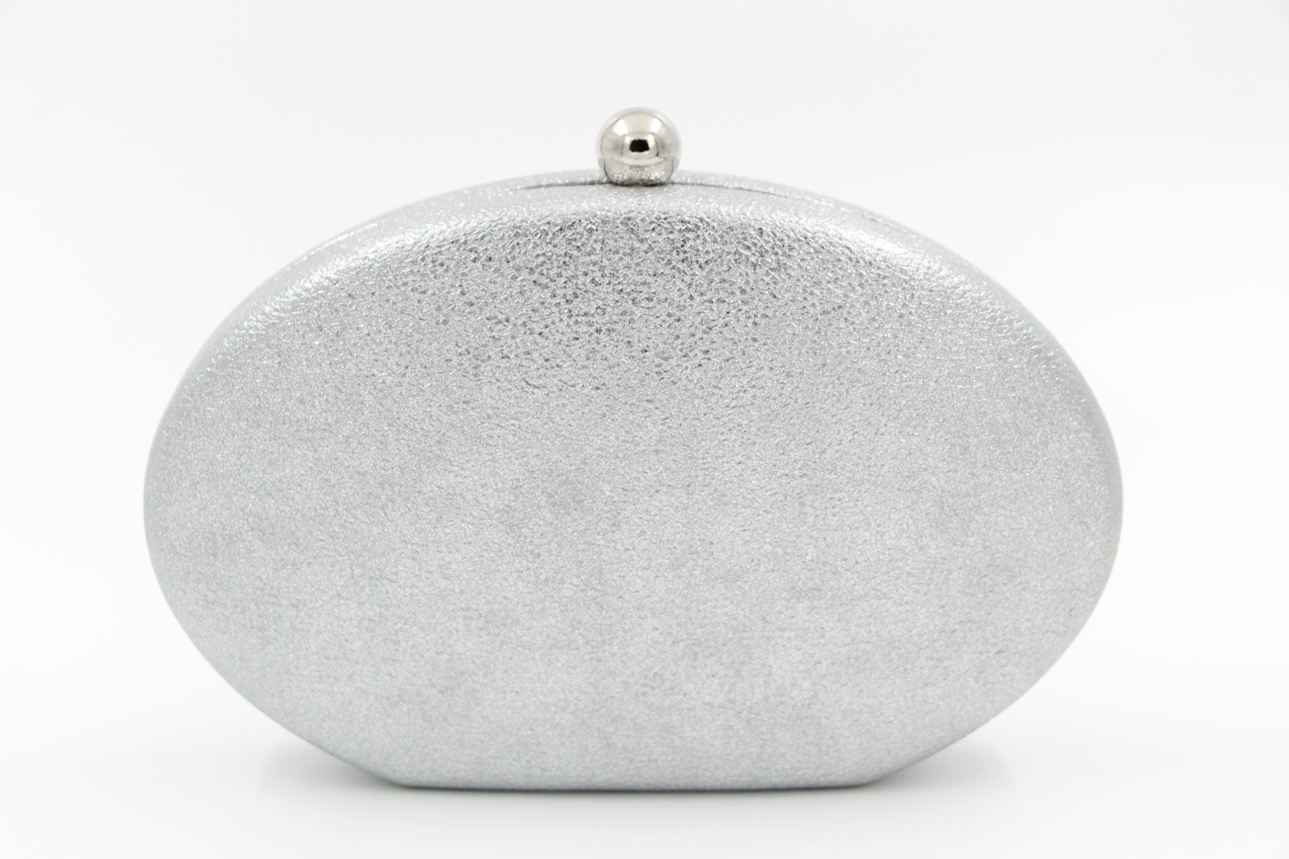 FABUCCI rounded silver clutch with rounded clasp