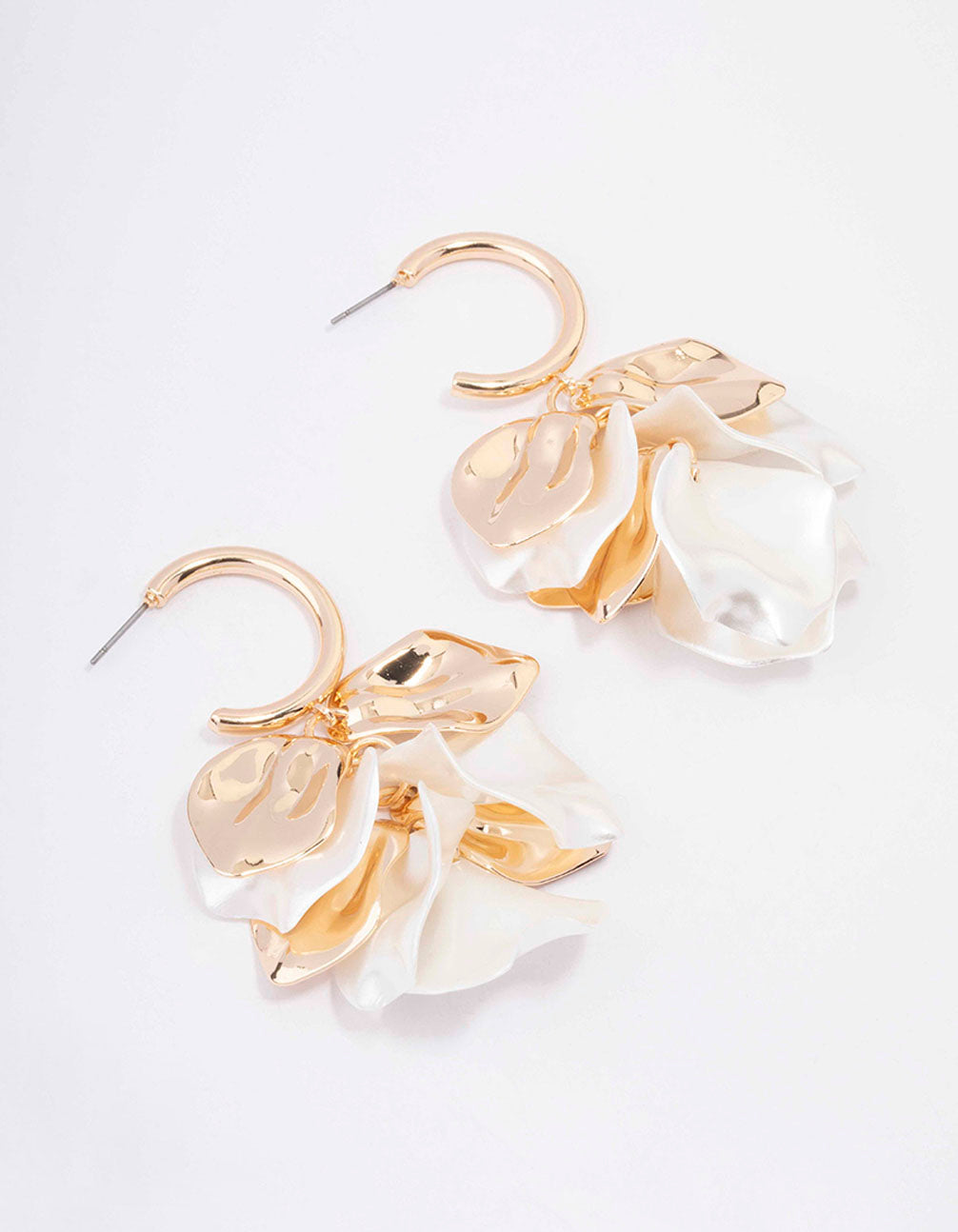 Gold Mixed Petal Drop Earrings