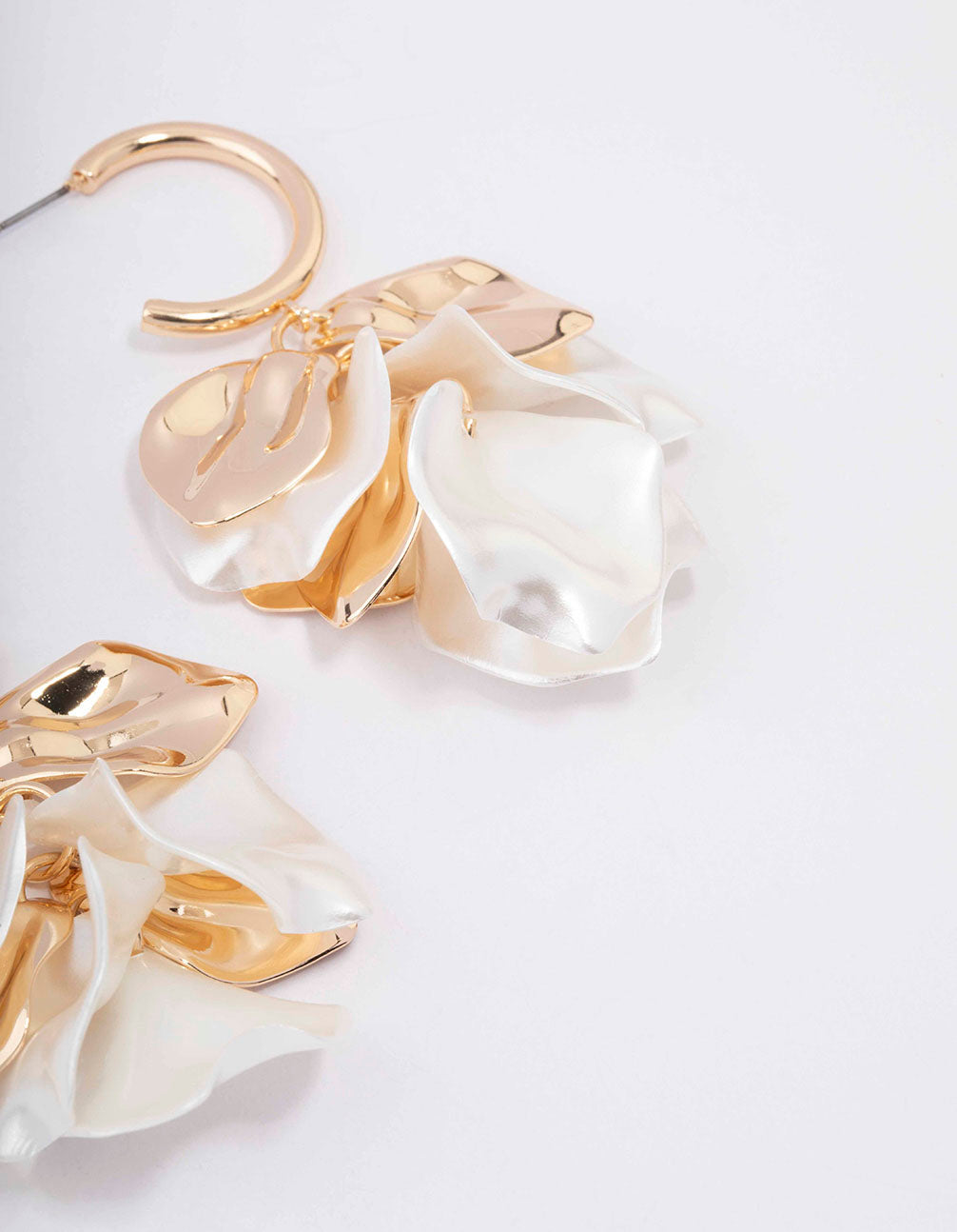 Gold Mixed Petal Drop Earrings