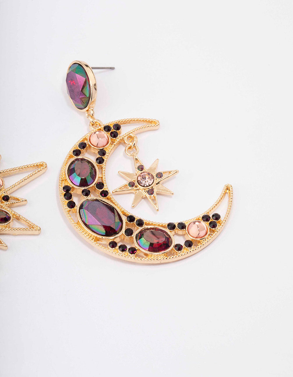 Gold Statement Star & Moon Drop Earrings