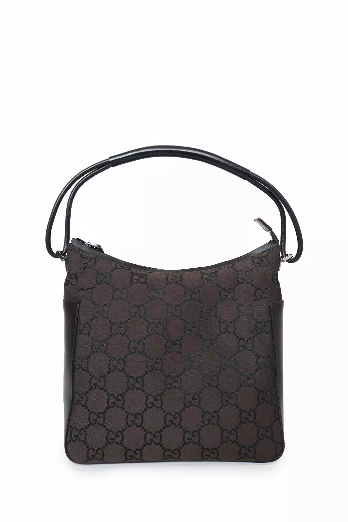 Gucci Brown Monogram Nylon/Leather Clasp Hobo Shoulder Bag