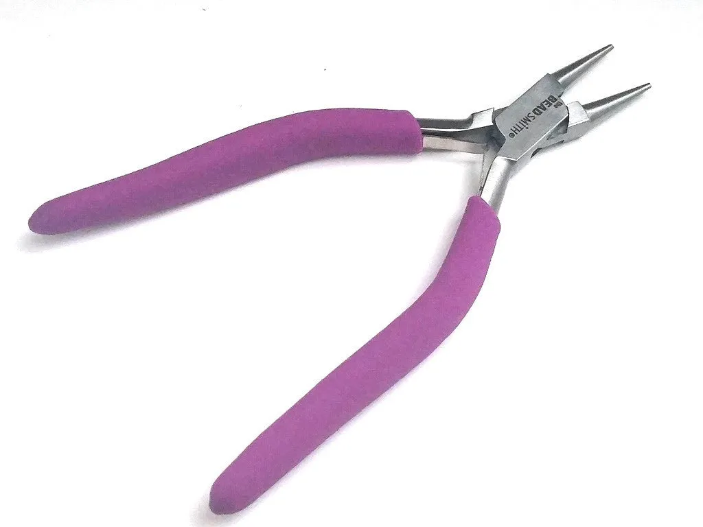 Heavy Duty Round Nose Pliers, Purple Foam Cushion Grips, Beadsmith Brand, #PLW14