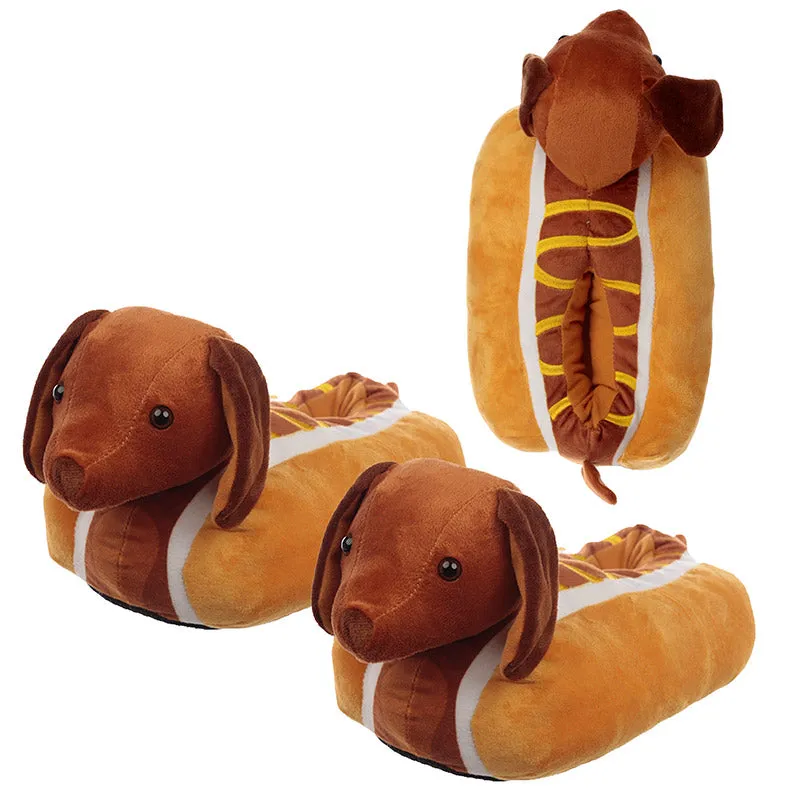 Hot Dog Fast Food Unisex One Size Pair of Plush Slippers SLIP21