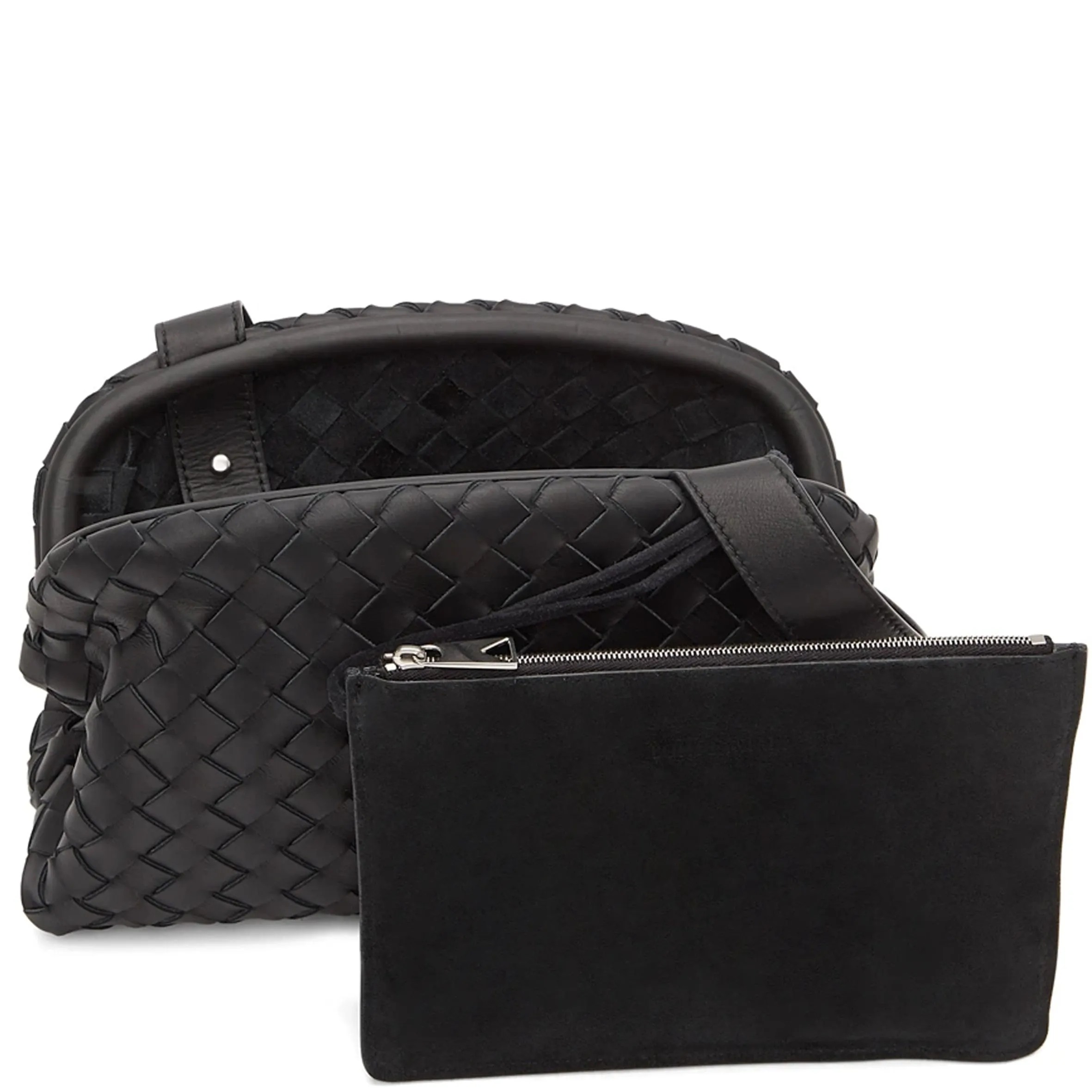 Intrecciato Pouch w/ strap,  Black