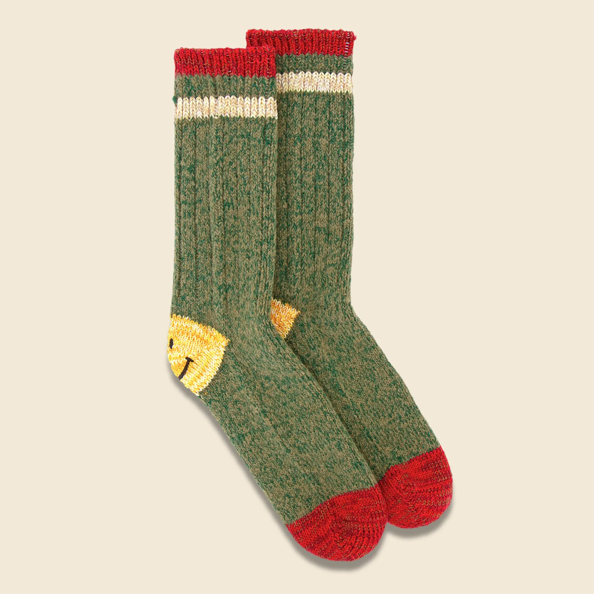 Ivy Smiley 72 Yarns Wool Socks - Green