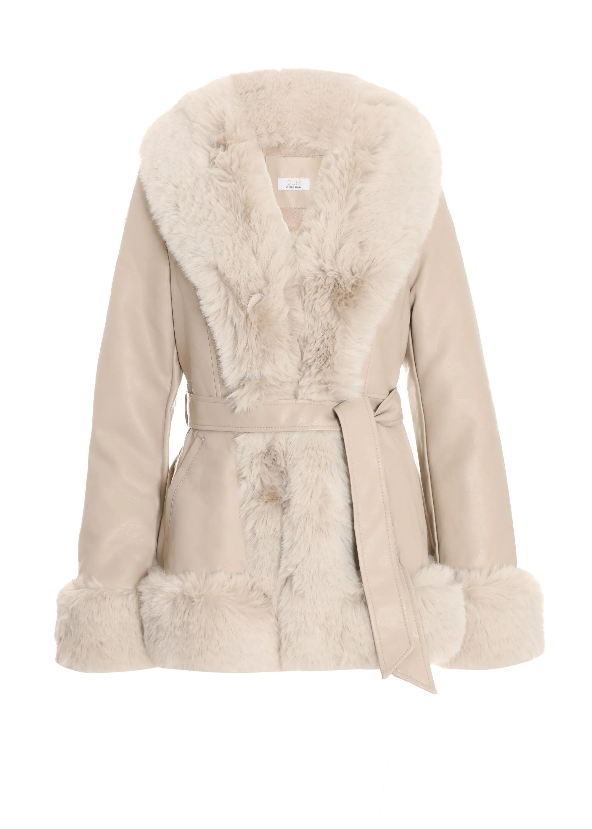 Jackets & Coats | Faux Fur Trim Belted Jacket | Quiz