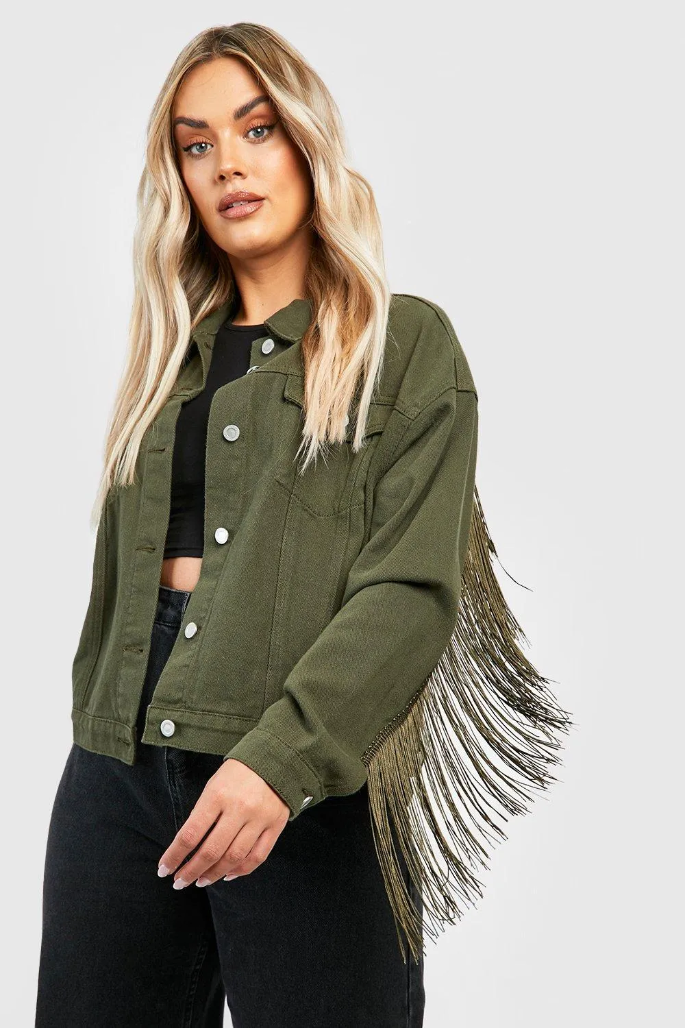 Jackets & Coats | Plus Tassel Denim Jacket | boohoo