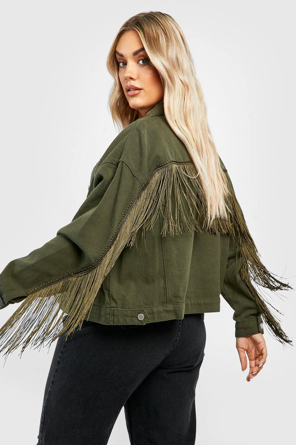 Jackets & Coats | Plus Tassel Denim Jacket | boohoo