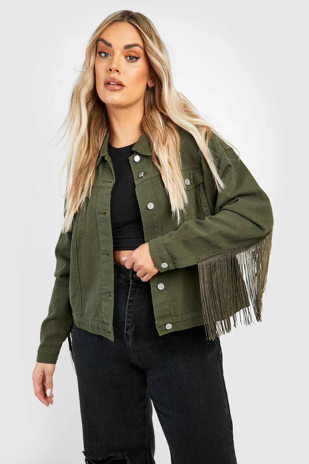 Jackets & Coats | Plus Tassel Denim Jacket | boohoo