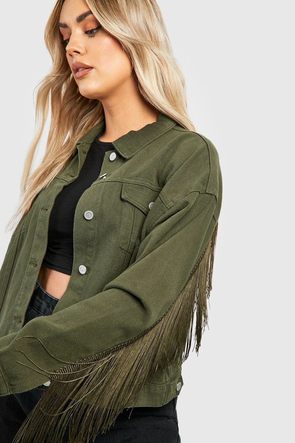 Jackets & Coats | Plus Tassel Denim Jacket | boohoo