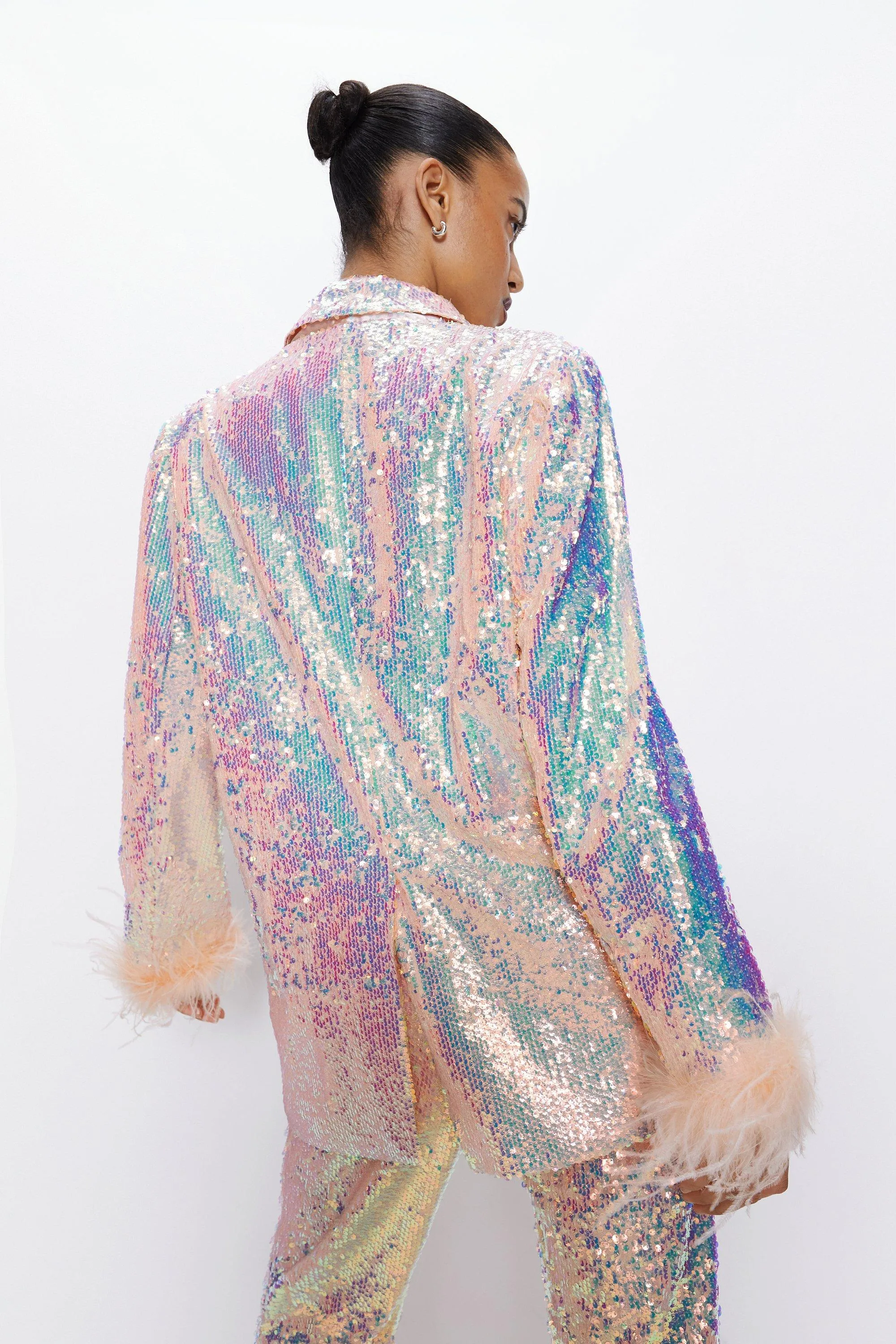 Jackets & Coats | Premium Sequin Feather Trim Blazer | NastyGal