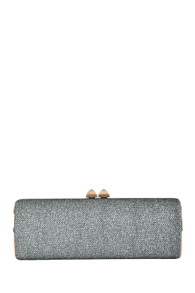 Jimmy Choo Silver Clutch with Gold Tone Clasp