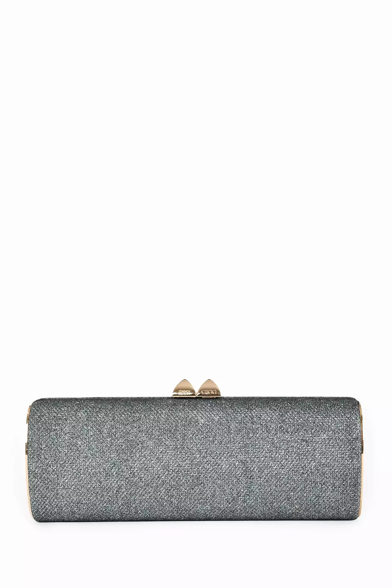 Jimmy Choo Silver Clutch with Gold Tone Clasp