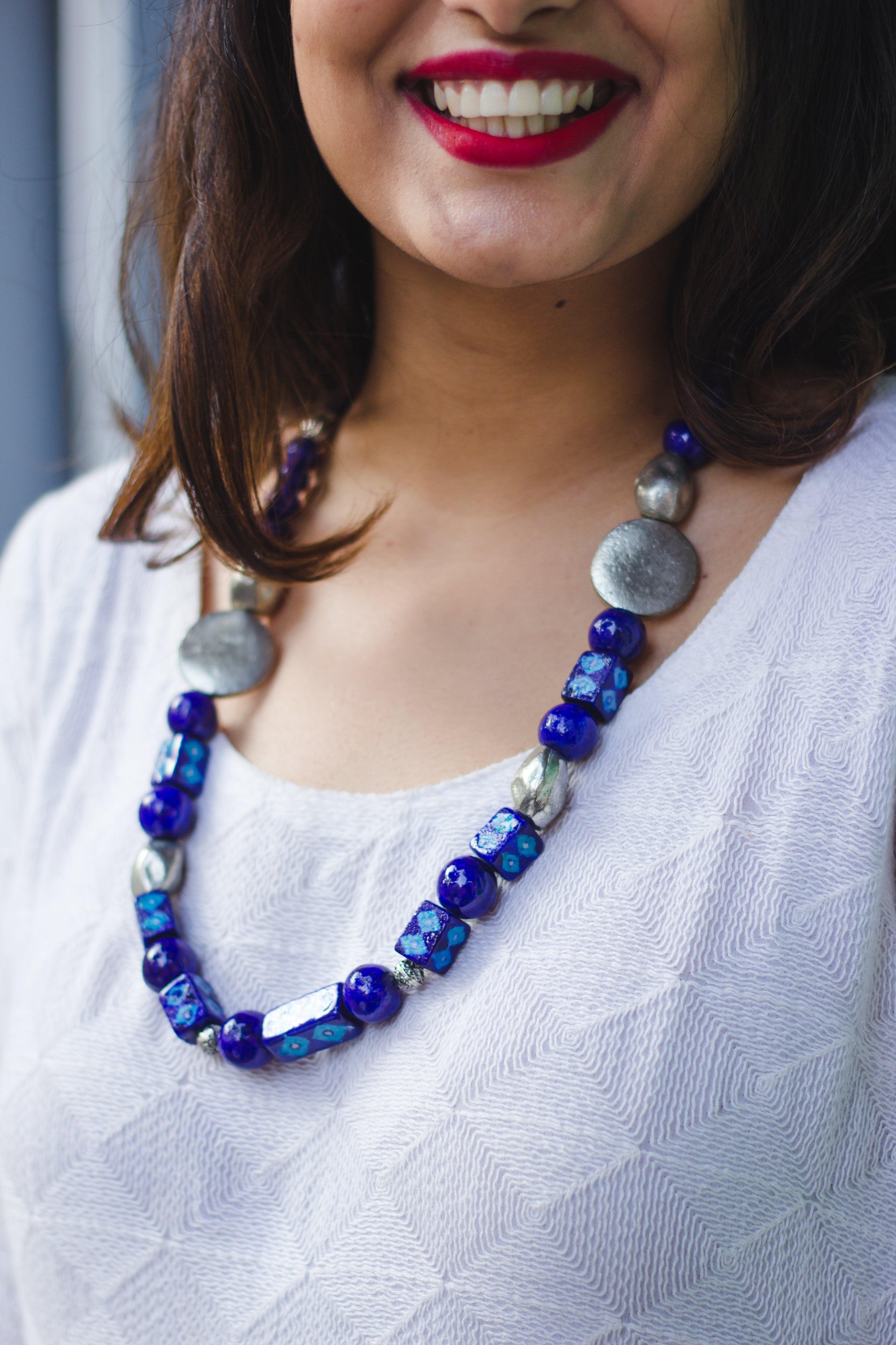 Kaisori Blue Pottery Toffee neckpiece