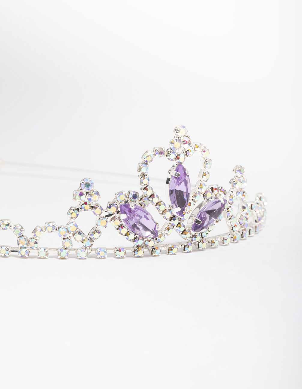 Kids Silver Lilac Diamante Tiara