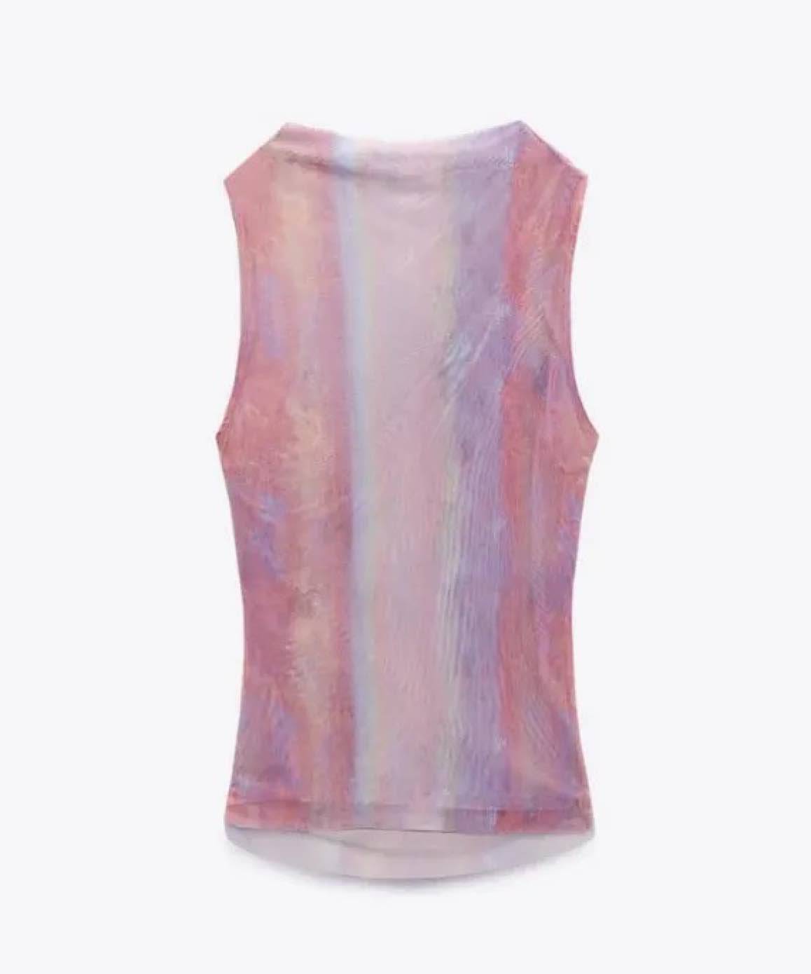 Mesh Ombré Sleeveless Top In Pink