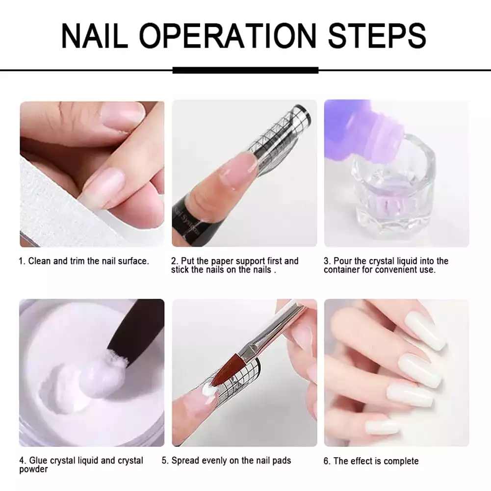 Nail Acrylic Powder Set Liquid Monomer Kit Nail Extension Carving Manicure Tool