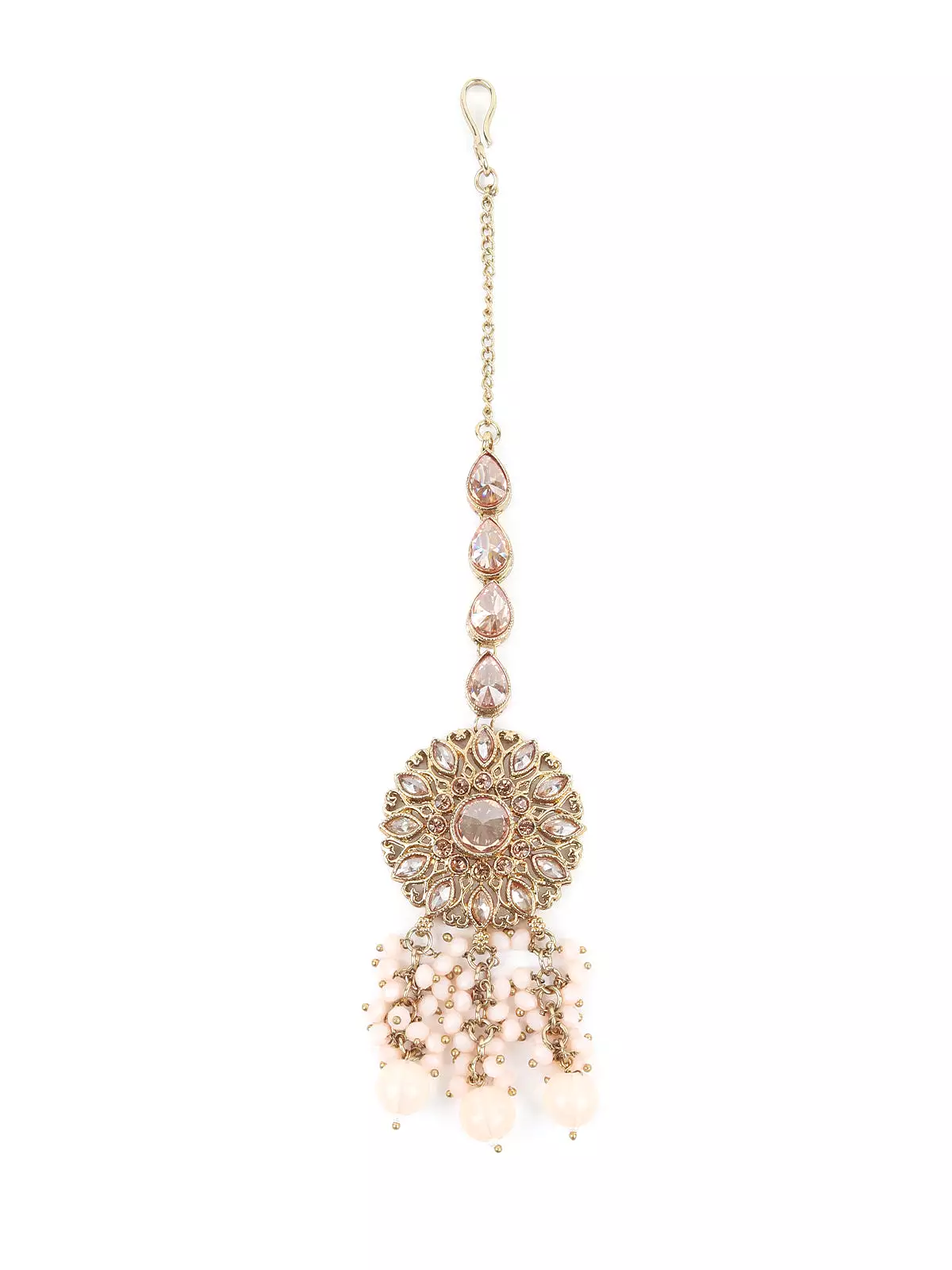 Odette Pink Bridal Choker Neckpiece With Maangtika For Women