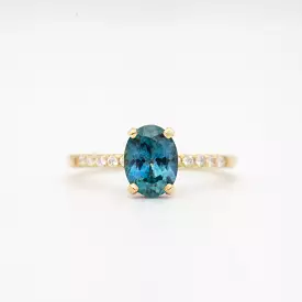 Oval Sapphire Pave Coursière Solitaire