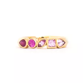 Pink Sapphire Ombre Multi-Shape Bezel Band