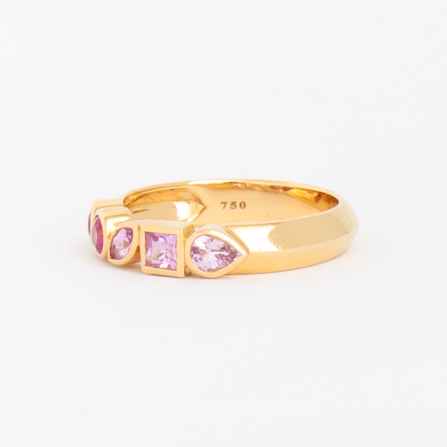 Pink Sapphire Ombre Multi-Shape Bezel Band