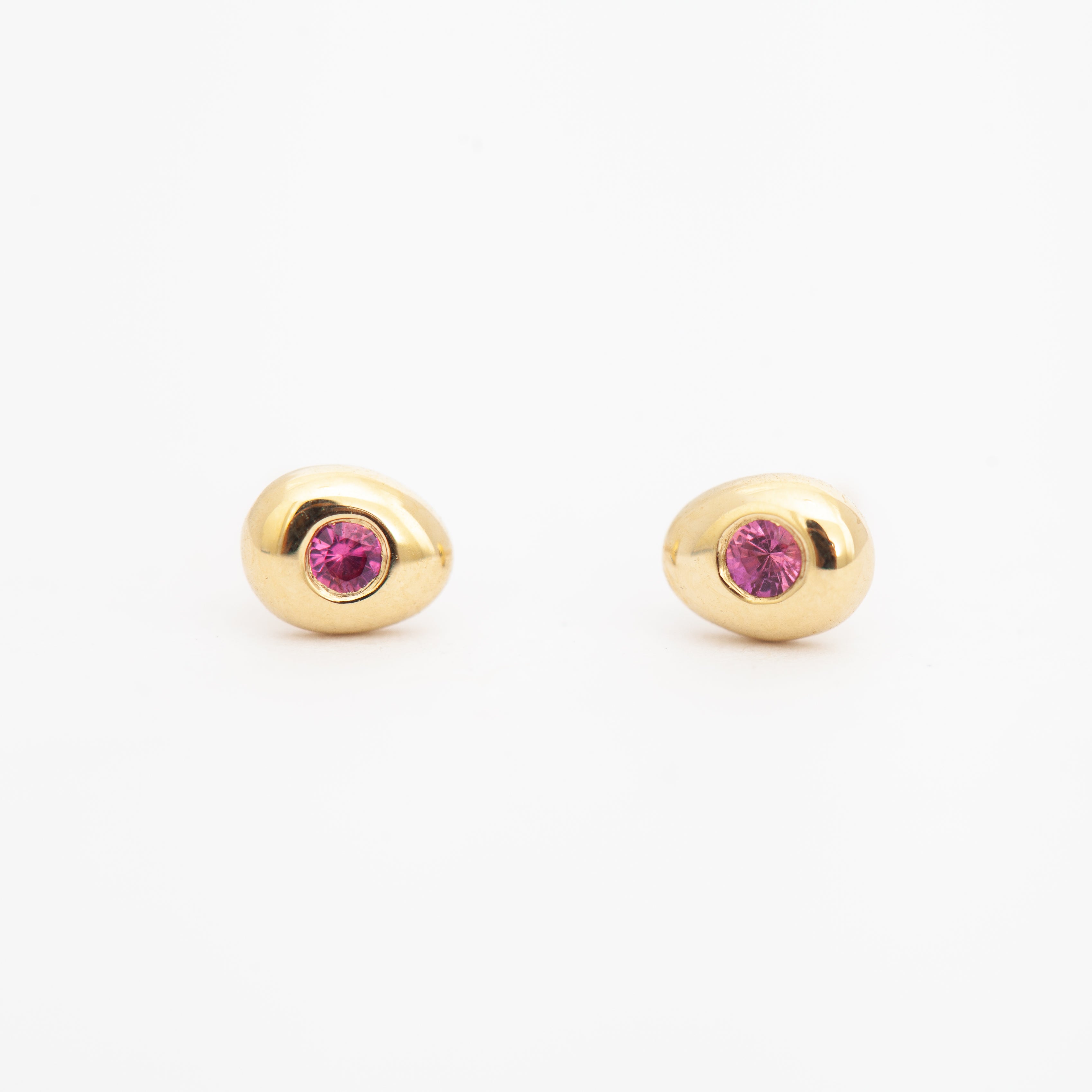 Pink Sapphire Pebble Studs