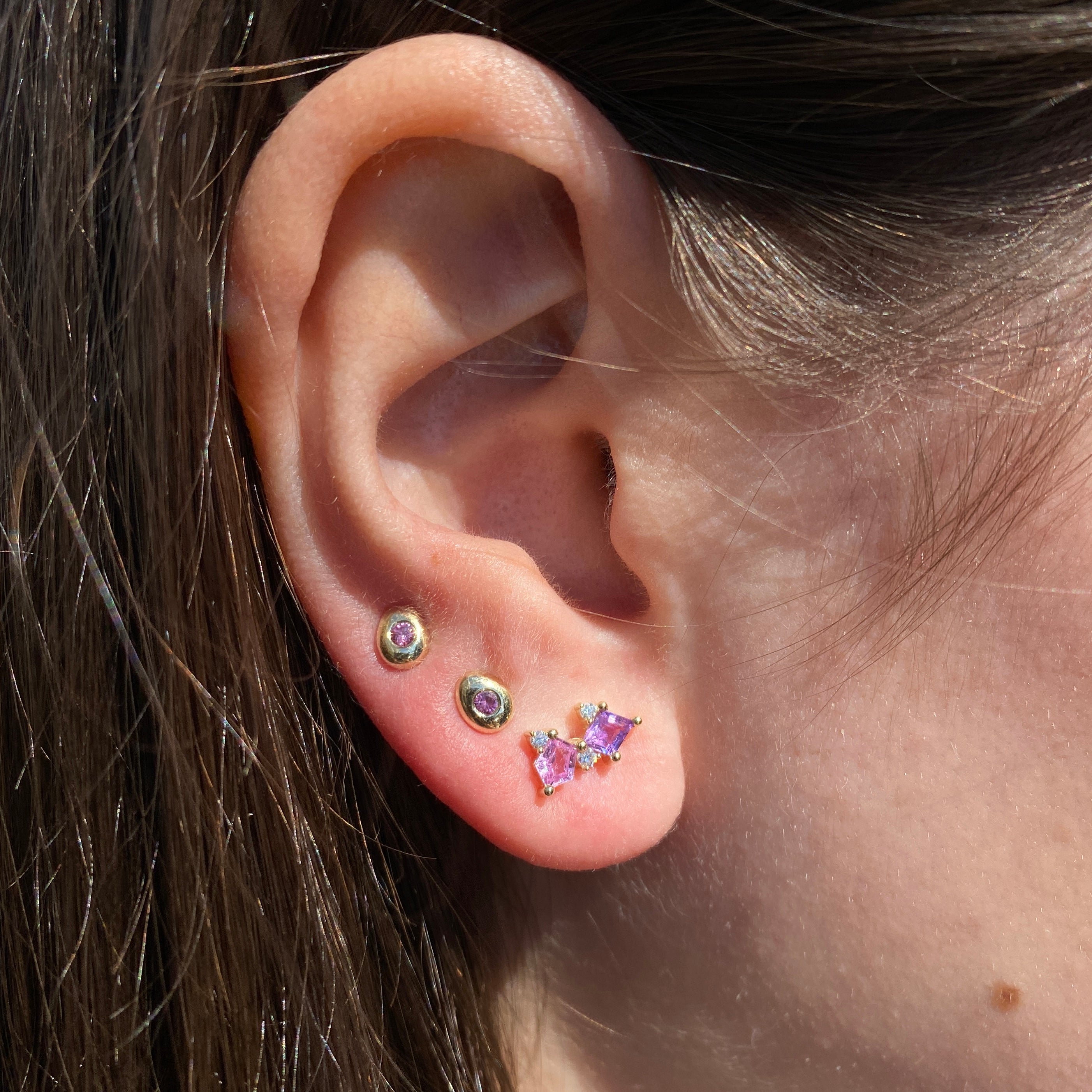 Pink Sapphire Pebble Studs