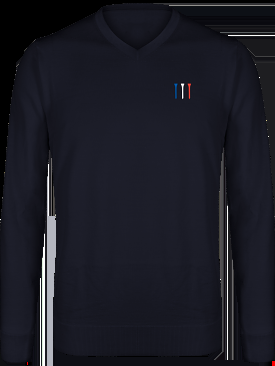 Pull en laine mérinos brodé TEES BLEU BLANC ROUGE