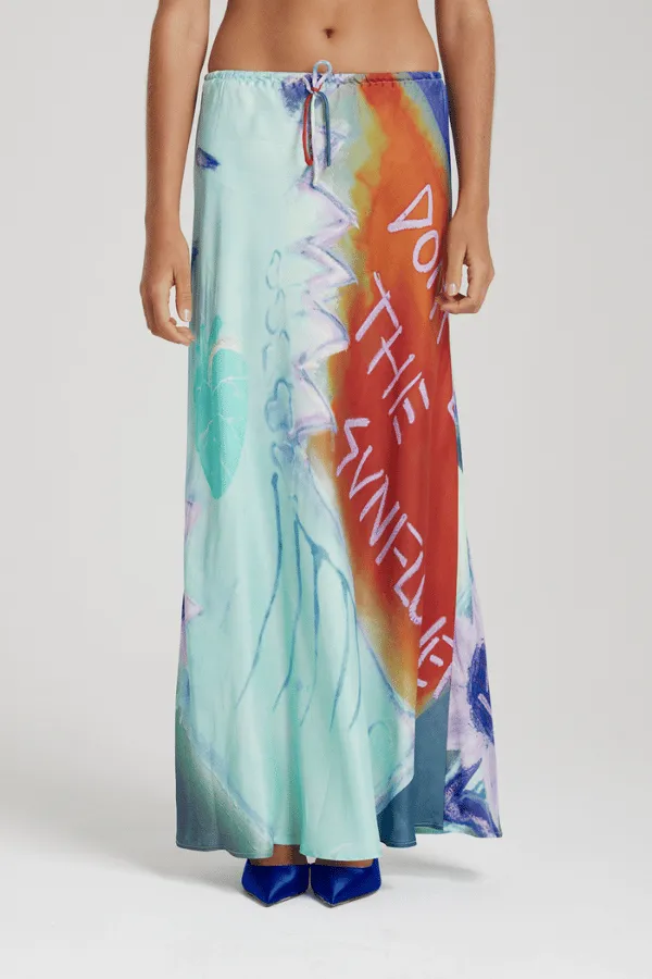 Relaxed Maxi Skirt Blue Sunflower