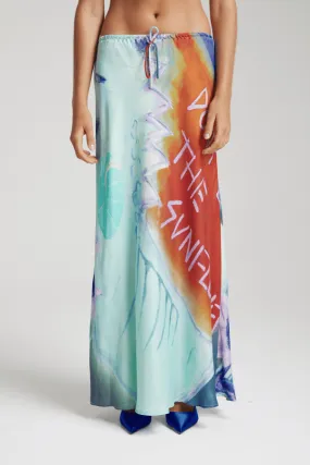 Relaxed Maxi Skirt Blue Sunflower