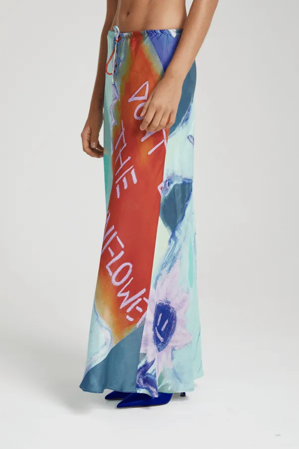 Relaxed Maxi Skirt Blue Sunflower